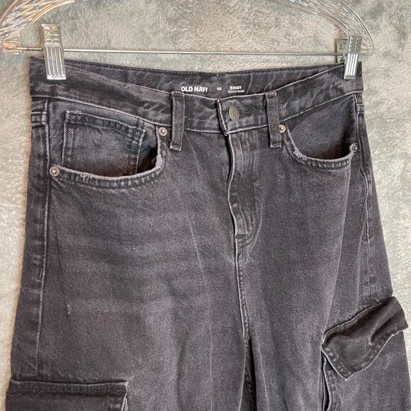 Old Navy Boys Youth Y2K Baggy Loose Straight Cargo Dark Gray Denim Jeans 16 - Picture 3 of 11